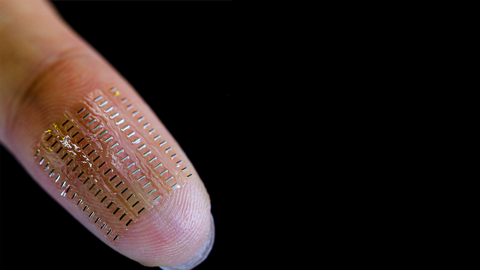  A microelectronic device attached on a fingertip.