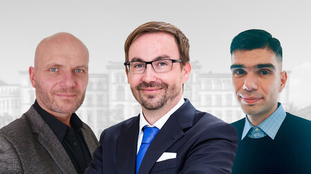 Three recently appointed professors at Chemnitz University of Technology.