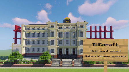 The main building of Chemnitz University of Technology, recreated in the software Minecraft.