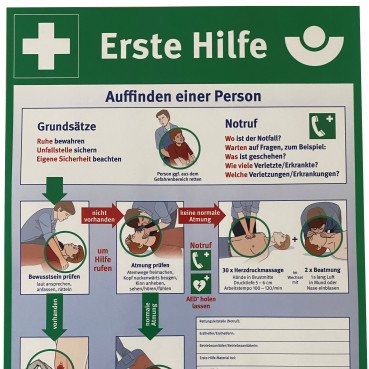 Hinweisschild bei Verhalten im Notfall