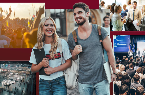 Collage, die eine Bandbreite von Veranstaltungsformaten darstellt