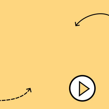 Video-Icon auf gelbem Grund, zwei Pfeile