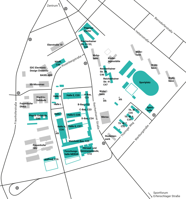 Landkarte des Campusteils Reichenhainer Straße