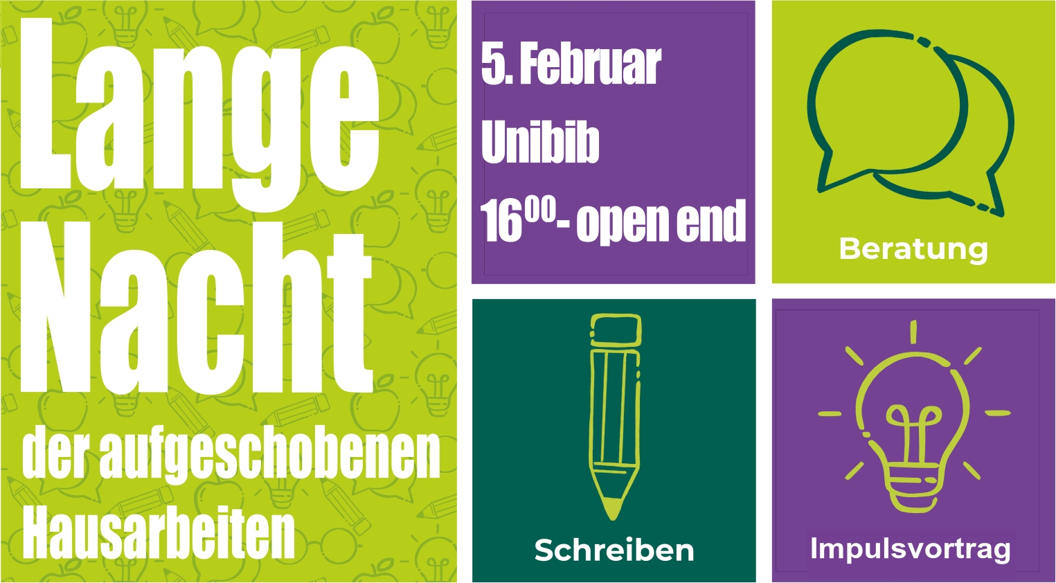 Logo: Lange Nacht der aufgeschobenen Hausarbeiten mit weiteren Informationen