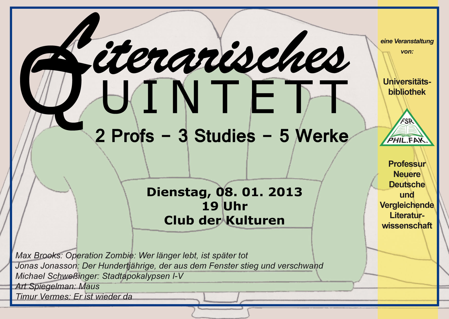 Flyer zum 1. Literarisches Quintett