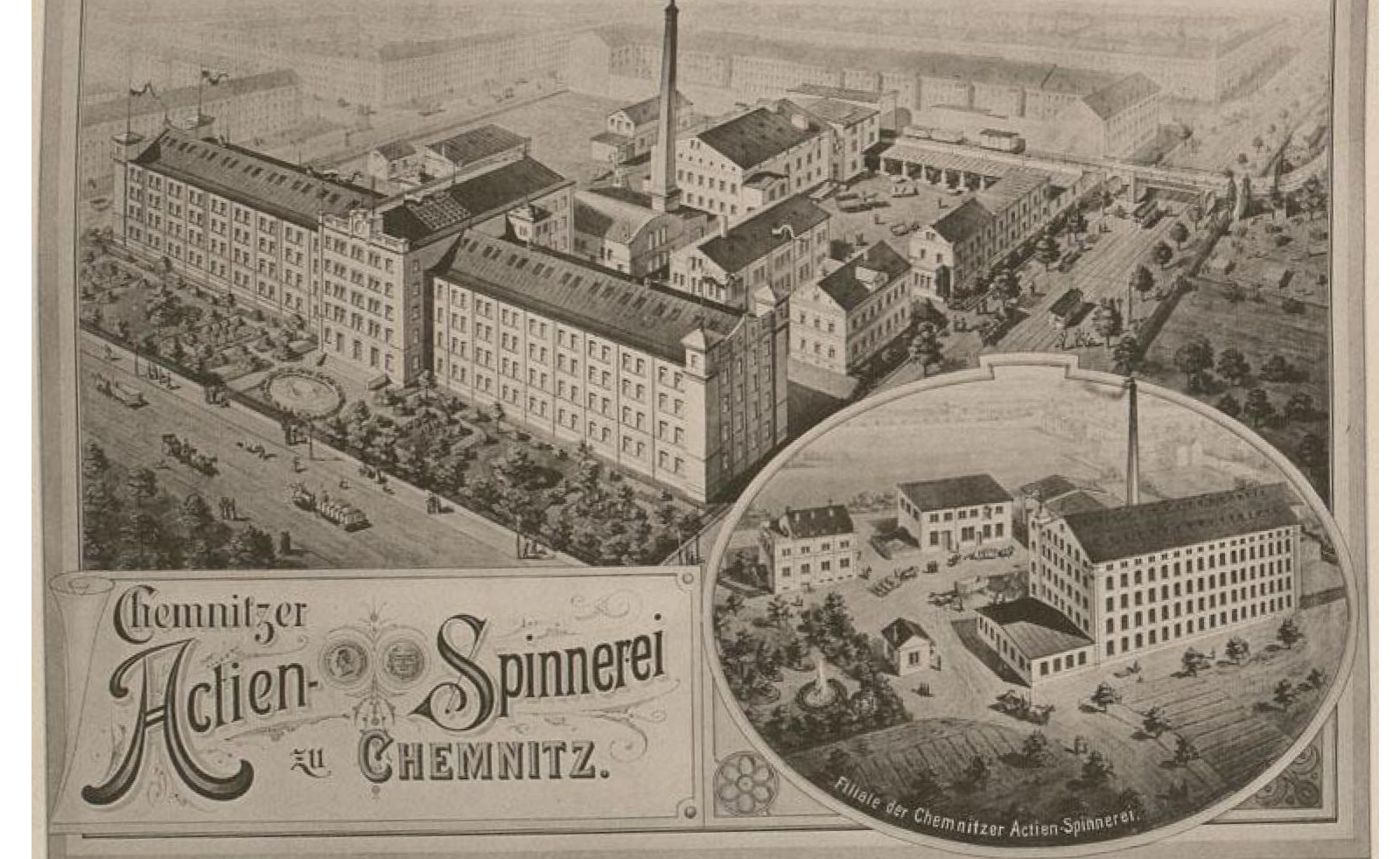 Historische Ansicht auf die Aktienspinnerei