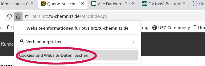 Bildschirmfoto Firefox - Einstellung Cookies löschen
