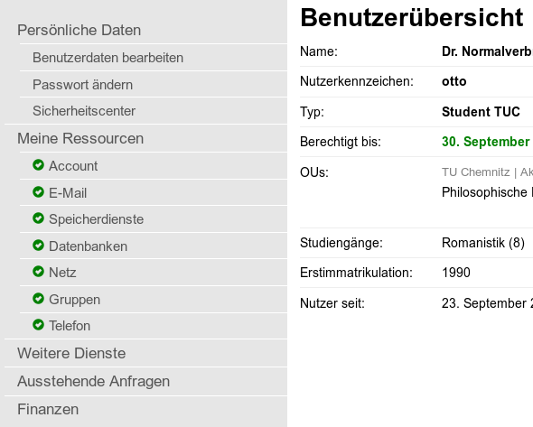 Screenshot Benutzerübersicht