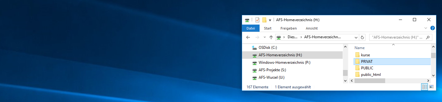 AFS home directory under windows