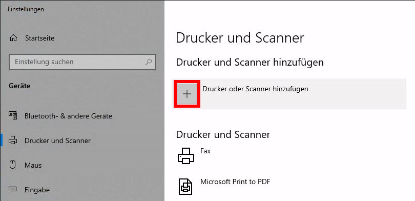 Screenshot Windows: Druckerverwaltung