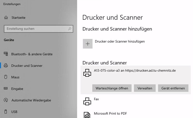 Screenshot Windows: Druckereinrichtung erfolgt
