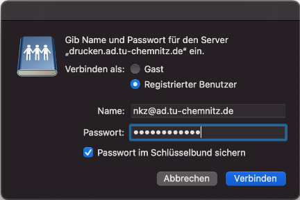 Screenshot MAC OSX: Server-Authentifizierung