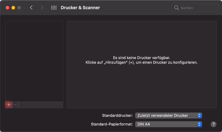 Screenshot MAC OSX: Druckerverwaltung