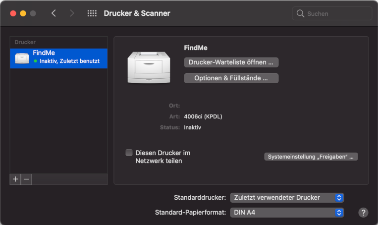 Screenshot MAC OSX: Treiberinstallation erfolgt