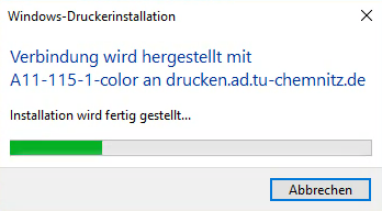 Screenshot Windows: Verbindungsaufbau