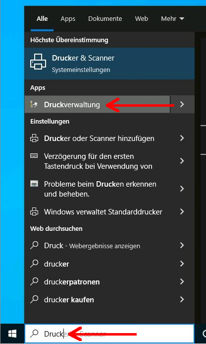 Screenshot Windows: Druckverwaltung