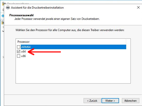 Screenshot Windows: Prozessorauswahl