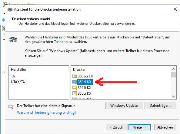 Screenshot Windows: Treiber installieren