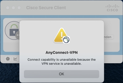 Verbindungsfehlermeldung in Version 5.1 des Cisco Secure Client