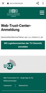 Screenshot: Web-Trust-Center-Anmeldung