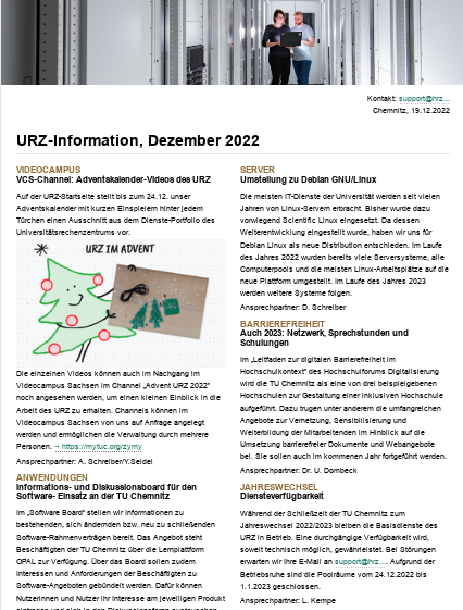 URZ-Information Dezember 2022