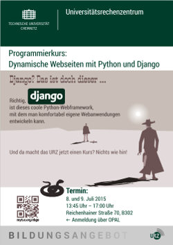 Event poster of the Django course from 2015