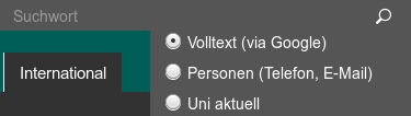 Eingabefeld mit rechtsstehendem Lupensymbol und einer Option für die Volltextsuche