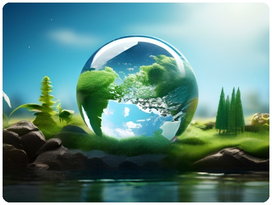 Glaskugel mit B�umen und Natur