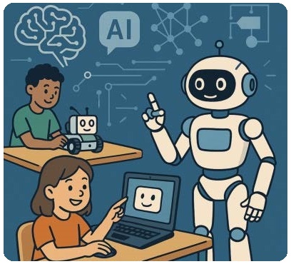 Roboter belehrt Kinder �ber irgendwas